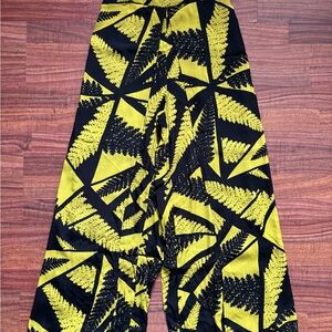 Manaola Black and Lime Palapalai Geometric Pants
